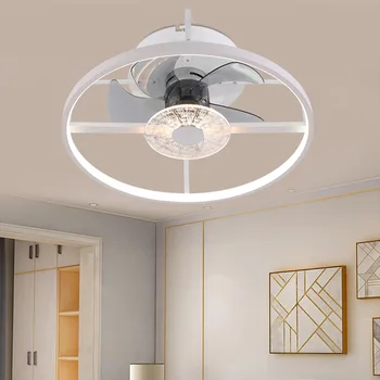 

Modern simple intelligent ceiling bedroom fan lamp stepless remote control household led restaurant fan lamp