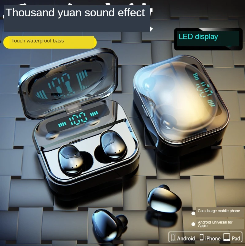 Free shipping wireless LED digital display charging box Bluetooth earphone Portable charging box Waterproof and noise reduction