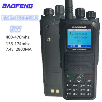 

BaoFeng DMR-1802PLUS Dual Band Walkie Talkie 5W VHF UHF DMR VFO Digital/Analog Encrypted Two Way Radio Ham Radio HF Transceiver