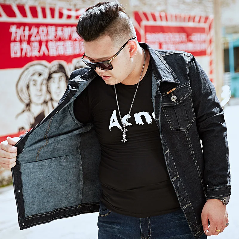 

MEN'S Denim Jacket Plus-sized Extra Large Jacket Fashion Plus-sized Spring And Autumn Tops Youth Loose Gown Elasticity