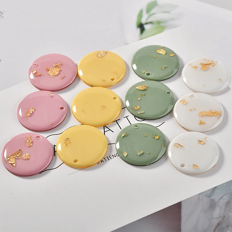 Пружинный золотой порошок золотая фольга круглые акриловые серьги и ручной