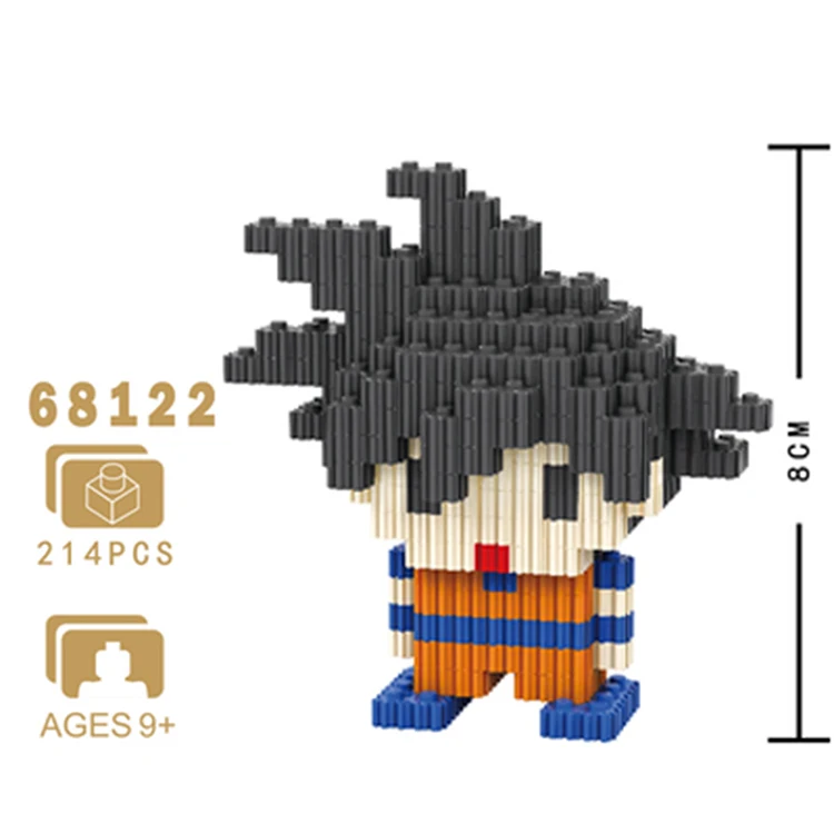 214pc Son Goku Строительные блоки, игрушки для детей, Super Mario Bros, алмазные мини-блоки, Doraemoned, супер герой, Narutoes, Звездные войны, Детский Рождественский подарок - Цвет: 214pc Son Goku