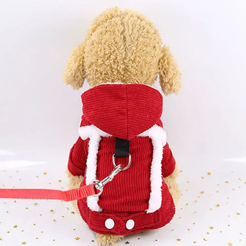 Вельвет+ хлопковая подкладка, очень теплые толстовки для собак на зиму, куртка для маленьких собак, повседневное пальто для щенка с капюшоном, одежда для щенков с котенком - Цвет: Красный