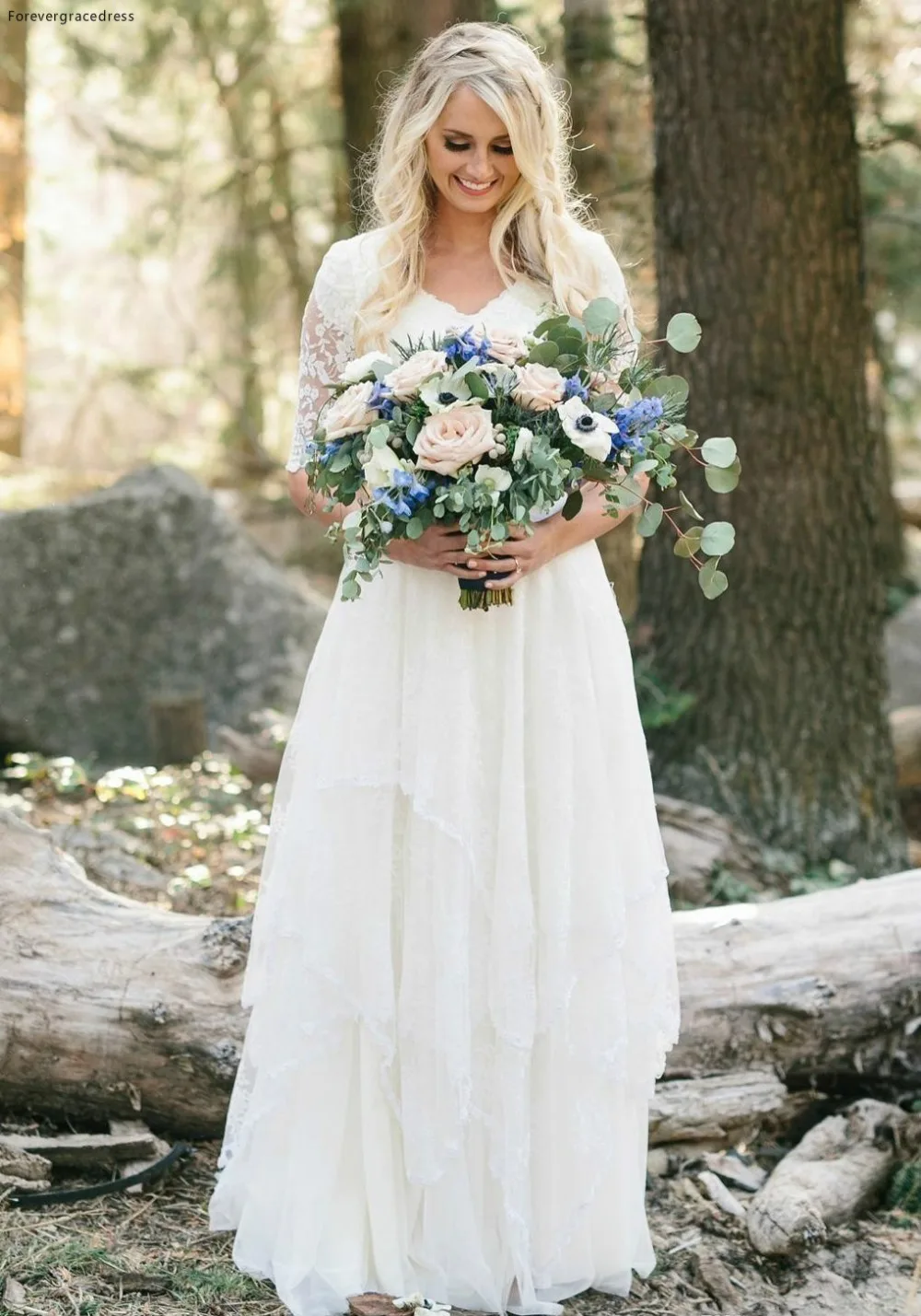 bohemian forest wedding gown