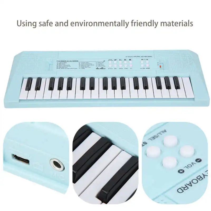 BF‑3738 Musical Keyboard Electric Piano with 37 Keys for Begginers Keyboard Education Instrument green 