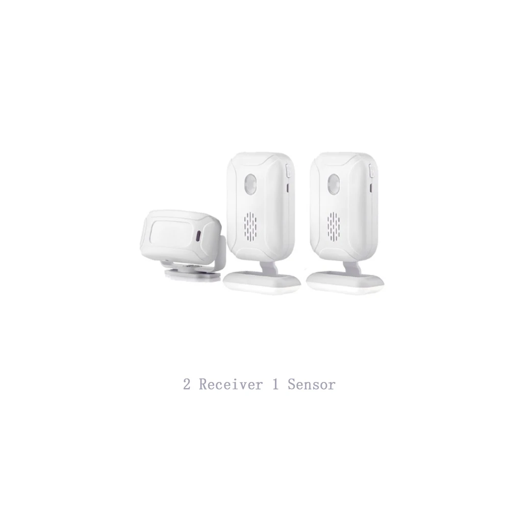 2 Receiver 1 Sensor 5в1 беспроводной дверной звонок для домашней безопасности инфракрасный ИК датчик движения Добро пожаловать/дверной звонок/Будильник/цветной светодиодный светильник s/Ночной светильник - Цвет: 2 Receiver 1 Sensor