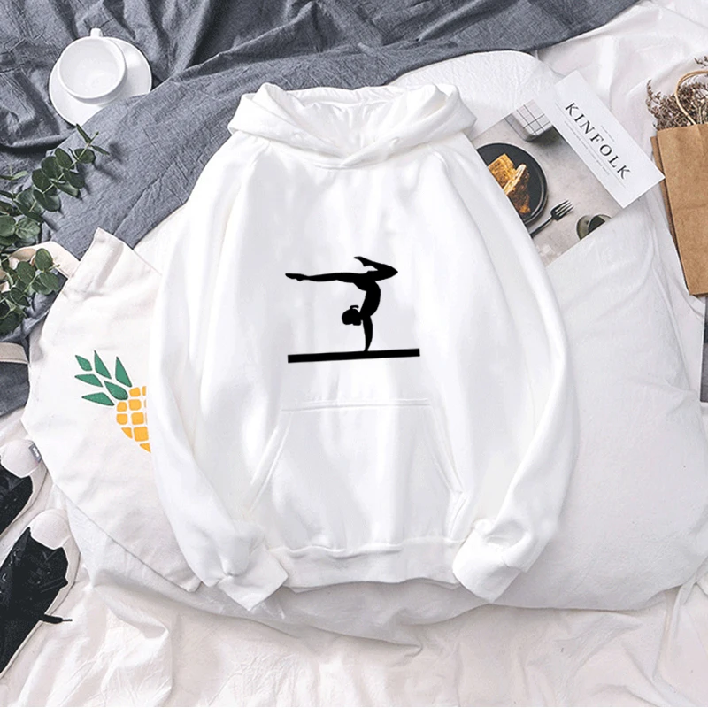 

MOUNTSHARP Personality Women's Gymnastics Balance Beam Hoodies Men Cotton Hoodie Harajuku O-Neck Sweatshirts Hooded Tops