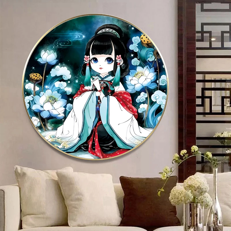 Cross Stitch Kit Embroidery Hoop Cross Stitch Tools Lotus fairy Cross stitch kits Needlework Sets With Printed Pattern 11CT for Home Decor Painting Classical girl Full Embroidery