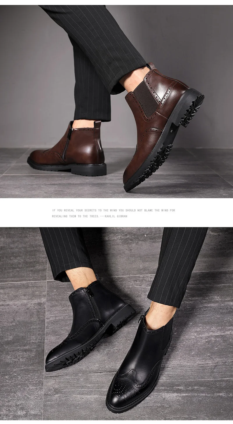 Мужские ботинки; сезон осень-зима; кожаные ботинки «Челси»; модные брендовые мужские Ботильоны; нескользящая Мужская обувь; цвет черный, коричневый; KA1999