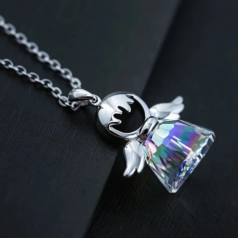 

New Fashion Jewelry simple Clavicular chain Crystal Angel wings Drop Charms Chokers crystal pendant necklace for women Gift 1pc