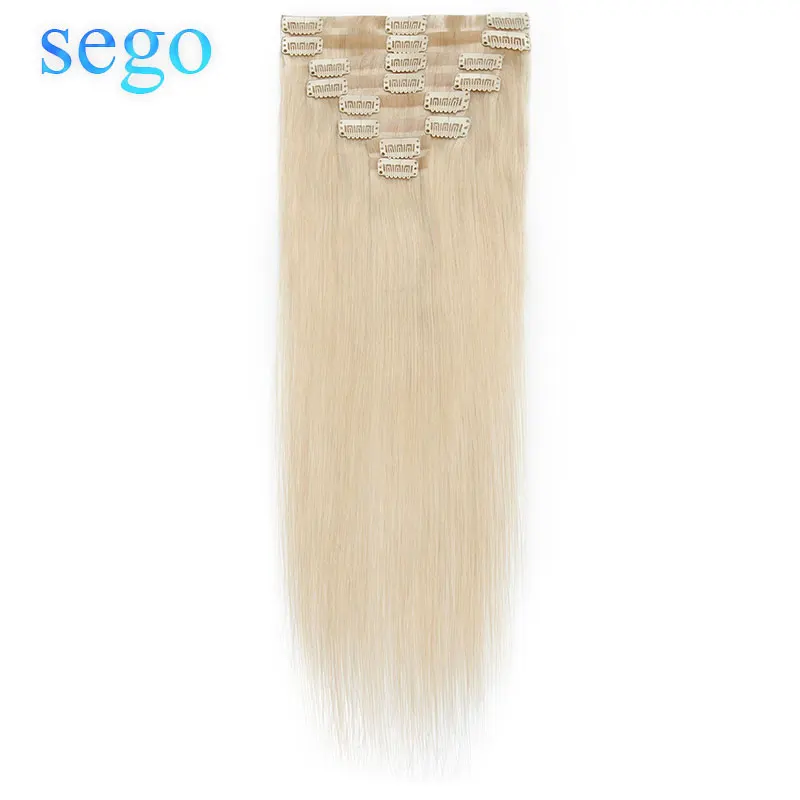 

SEGO 60g-80g PU Skin Weft Tape in Clip in Hair Extensions 8Pcs/Set 100% Real Non-Remy Human Hair Clips in Straight Natural Color
