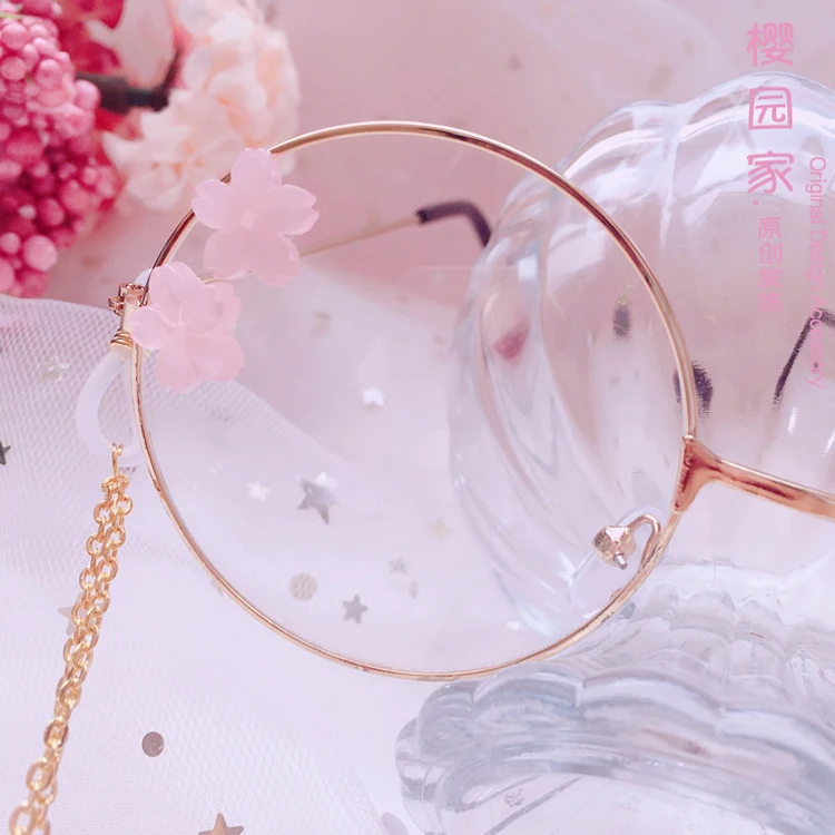 Ручной работы Лолита Мягкая сестра сладкий японский Вишневый цветок звезда кулон девушки Лолита розовое украшение круглая коробка очки Косплей