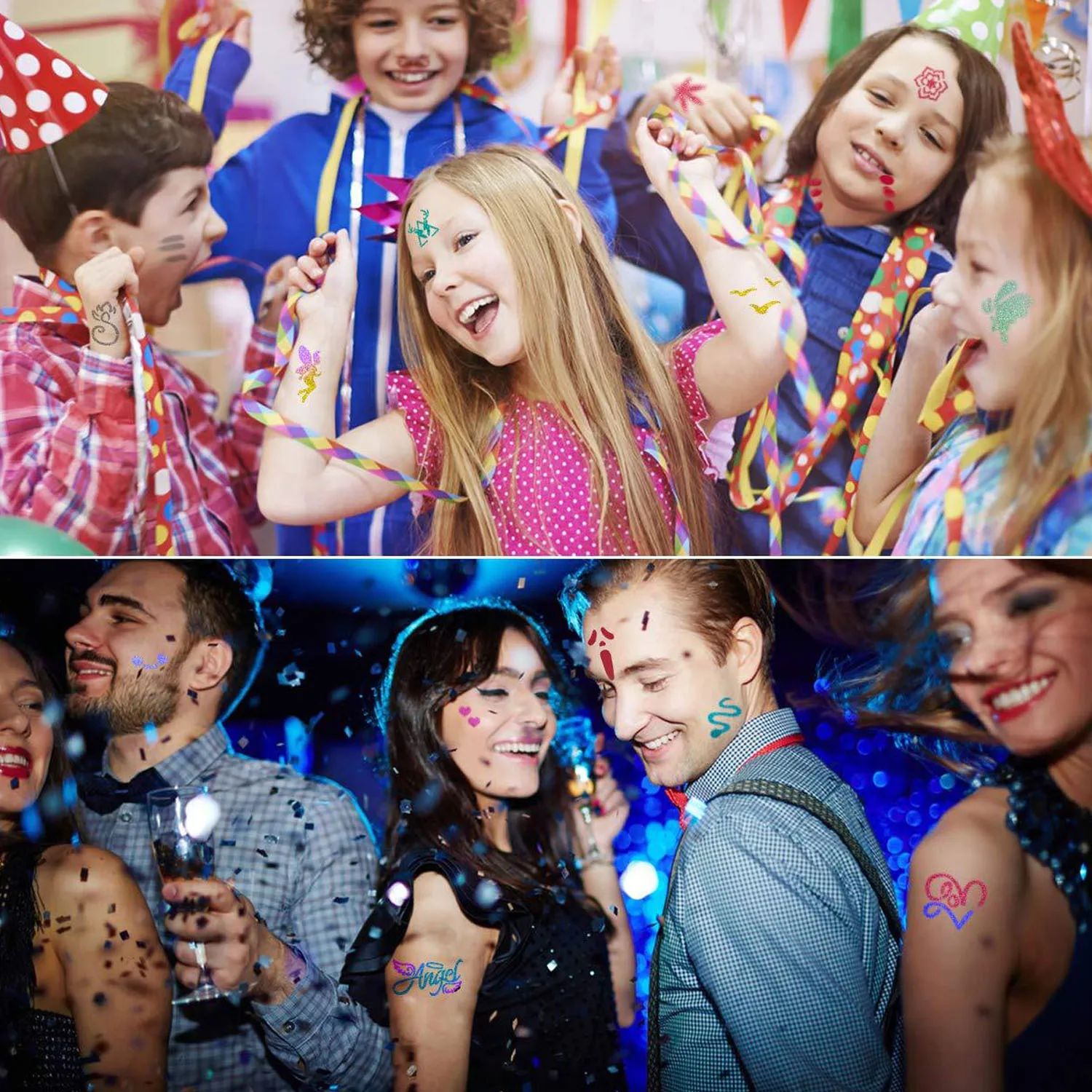 Templates Glitter Tattoos Kit 24 Colors Glitter Powders + 120 Unique Tattoo Stencil +7 Tools for Kid Adults Body Face Art Design