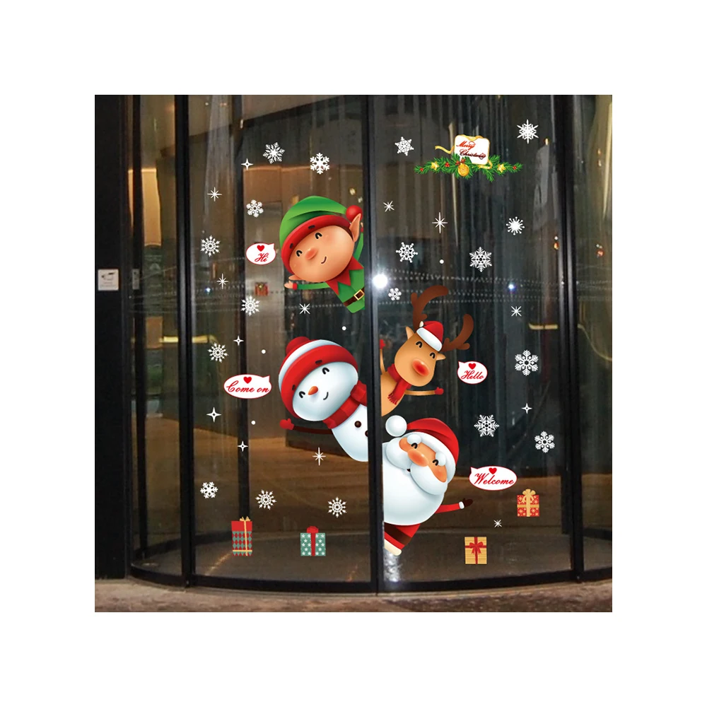 

Snowflake Sticker Wall Sticker/Old Man Elk Snowman Child/Shop Window Glass Scene Arrangement/Door And Window Decoration