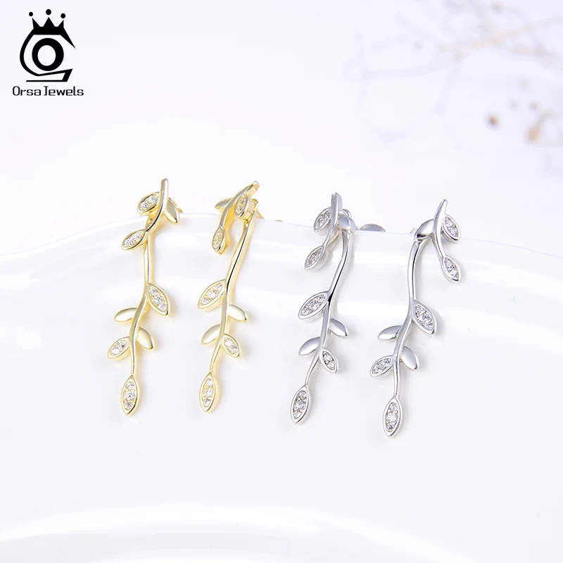 ORSA JEWELS чистый 925 женские серьги новейший серебряный модный плетеный в форме серьги женские повседневные ювелирные изделия для торжественного случая SE185