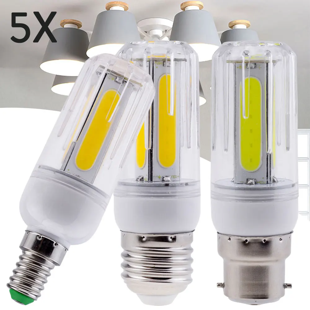 5X яркий E27 светодиодный COB кукурузы светильник лампы E26 E14 E12 B22 220V 110V 12 Вт 16 белый