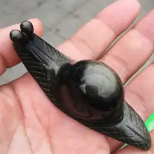 1 шт. AAAAA натуральный Золотой обсидиан ручной резной животное Улитка Хрустальная статуя полированная мебель украшения Рождественские подарки