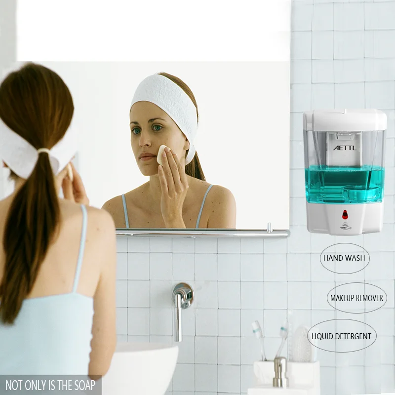 Wall-Mounted Automatic Induction Soap Dispenser, Foam Dispenser, Kitchen and Bathroom, 600ml