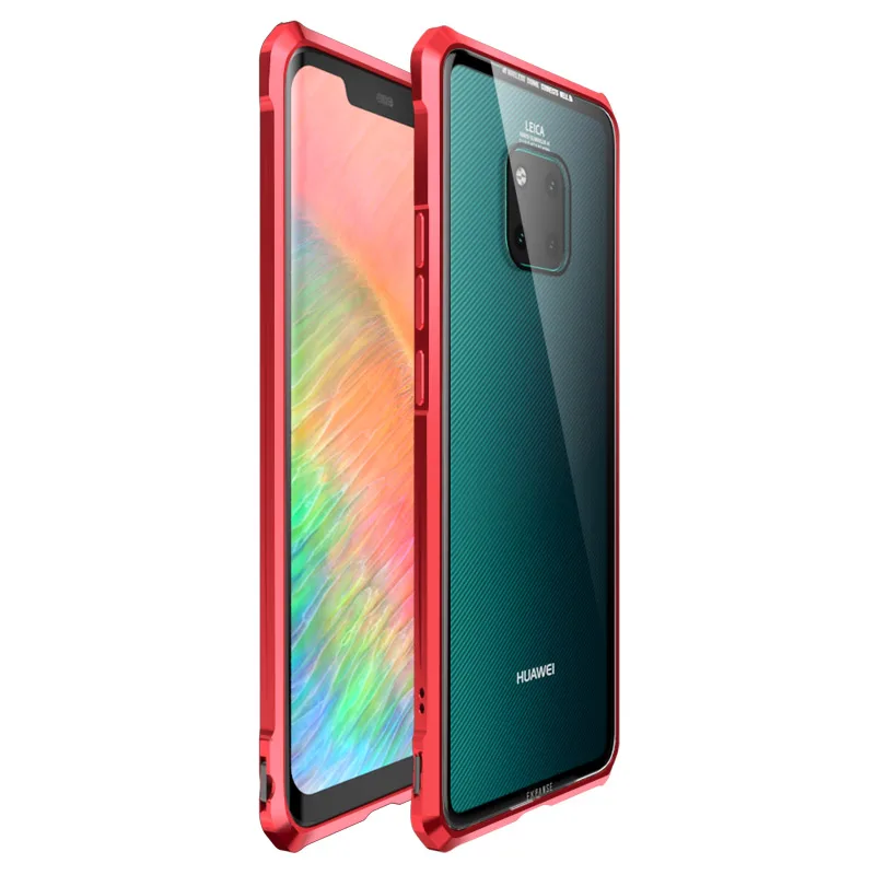 Nohon чехол с металлической рамкой для huawei mate 20 Pro, прозрачная задняя крышка из закаленного стекла для huawei mate 20 X mate 20 Lite, алюминиевый бампер - Цвет: Красный