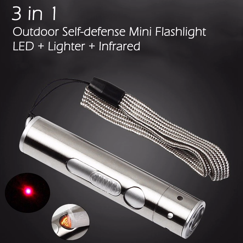 

Multifunction 3 In 1 Outdoor Mini Led Usb Charging Light Alloy Torch High Power Flashlight With Cigarette Lighter Flashlight