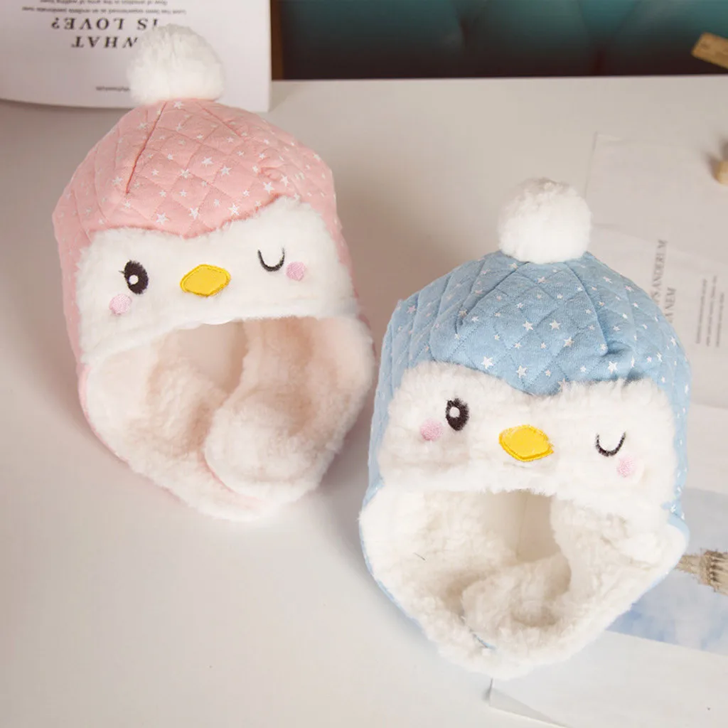 Newborn Baby Boys Girls Cartoon Warm Earflap Knit Crochet Beanie Cap Winter Hat for Kids czapki dla dzieci