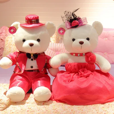 Pink bear 2 шт./лот 45 см Свадебная пара Кукла kawaii плюшевый мишка новые стили Мягкие плюшевые игрушки милая пара Мягкая Свадебная кукла - Цвет: Pink bear