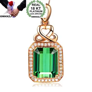 

OMHXZJ Wholesale European Fashion Woman Girl Party Wedding Gift Tourmaline White Zircon 18KT Rose Gold Pendant Necklace NA142