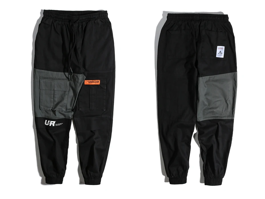 Штаны карго с карманами мужские Цветные Лоскутные Повседневные Jogger модные тактические брюки Tide Harajuku уличная