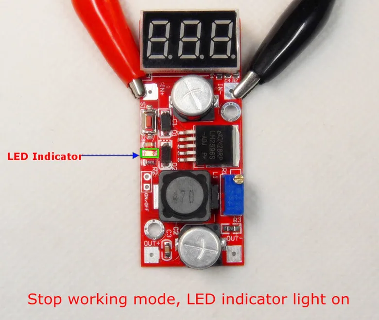 LM2596 DC-DC Adjustable Step-Down Power Supply Module buck converter LED display Voltmeter/ Button Switch [5 piece/lot]