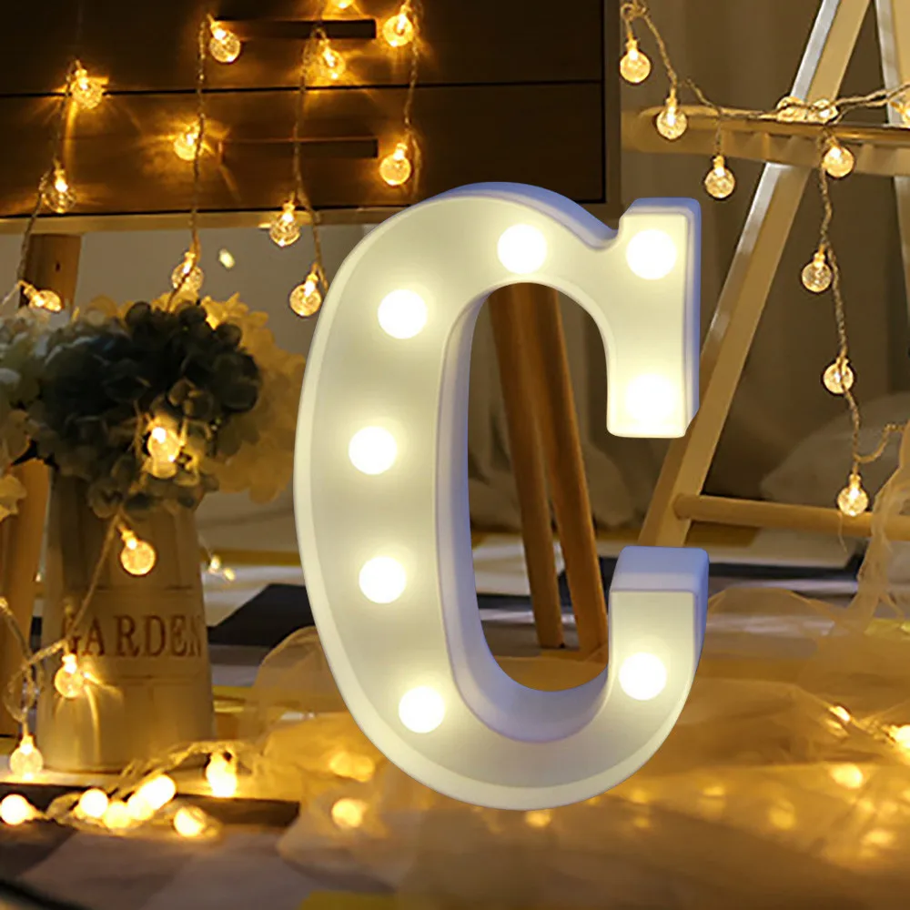  YSJJNDH Luces decorativas con letras LED, luminosas, 26 letras  del alfabeto inglés, lámpara de noche creativa con batería, fiesta  romántica, decoración del hogar, decoración del hogar (color B, altura: 6.3  in) 