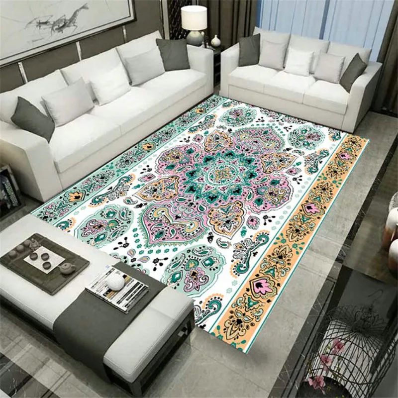 

Bohemia Carpet 3D Printed Carpet Square Anti-Skid Area Floor Mat Rug Non-slip Mat Dining Room Living Soft Carpet Mat Style-2