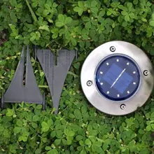 Открытый Солнечный газон лампа из нержавеющей стали вставленные огни 10led Двор Пейзаж уличный фонарь подземный светильник