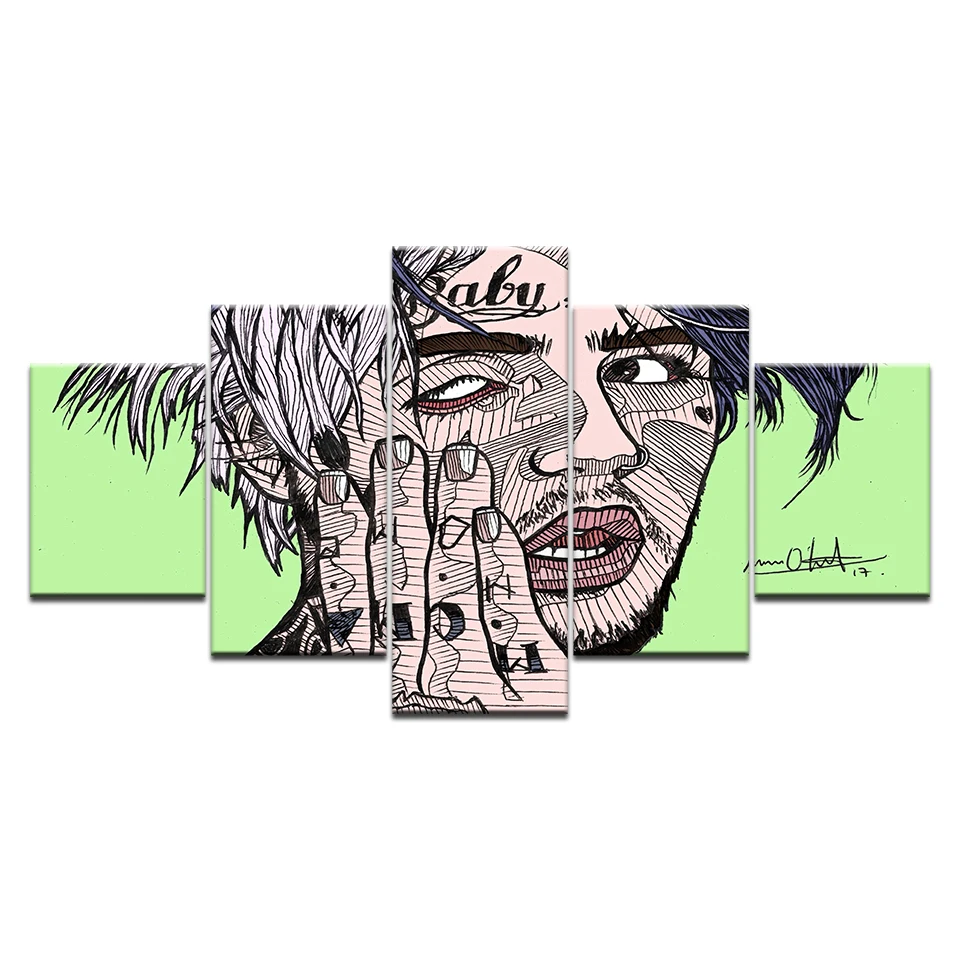 Print-Top-Rated-Canvas-Paintings-5-Piece-Celebrity-Lil-Peep-cartoon-Modern-Style-Wall-Art-Restaurant