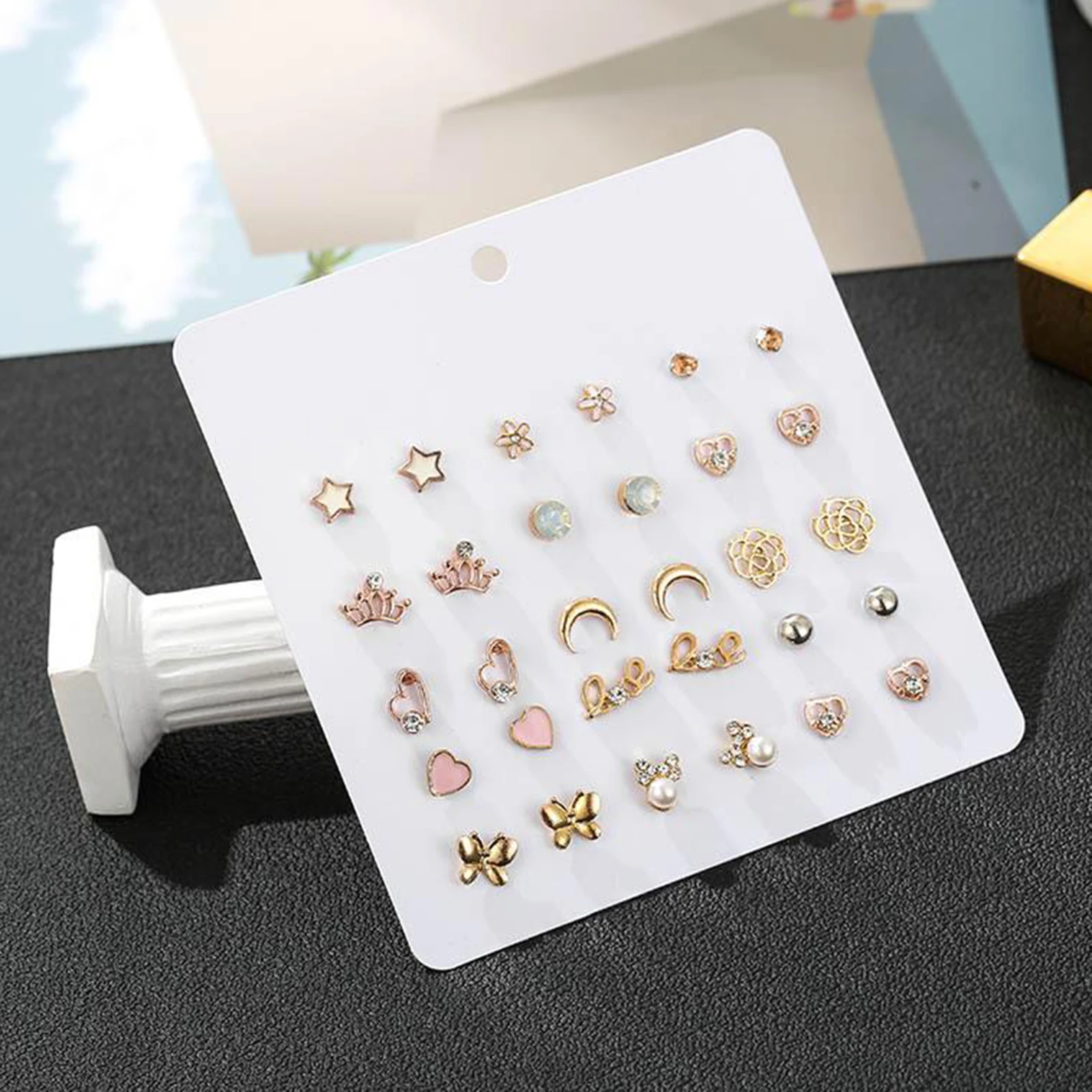 15 Pairs/Pack Girl Stud Earrings Set Pretty Ear Studs For Kids Children Wholesale Jewelry