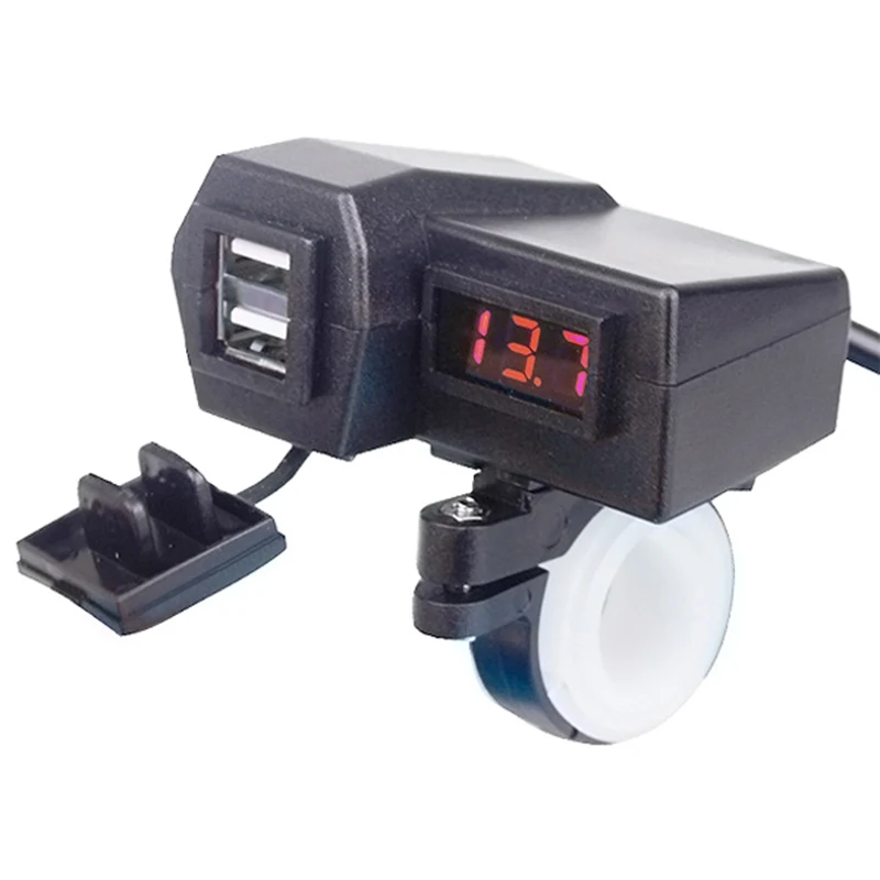 EAFC мотоциклетное двойное USB зарядное устройство 12 В 3.1A Moto 2.1A+ 1A 12 В до 5 В 15 Вт USB зарядное устройство с вольтметр светодиодный дисплей розетки - Color Name: Red