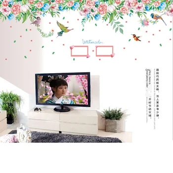

Wall Sticker National Flower Peony Magpie Photo Frame Wall Decoration Tv Background Wall Removable Wall Sticker