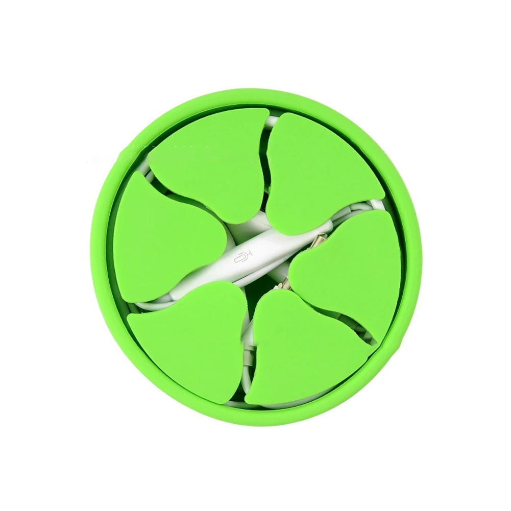 Green color Мини-намотка кабеля для шнур для наушников силиконовые Кабельные прихваты портативный цветной наушник чаша-держатель форма шнур держатель для кабеля - Цвет: Green color