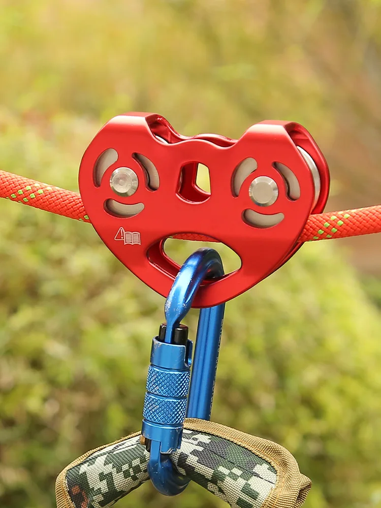 Xinda Mountaineer Rock Climbing Pulley Outdoor Crossing Twin Wheels Pulley Aluminum Tandem Double Pulley With Ball Bearing I4163587794