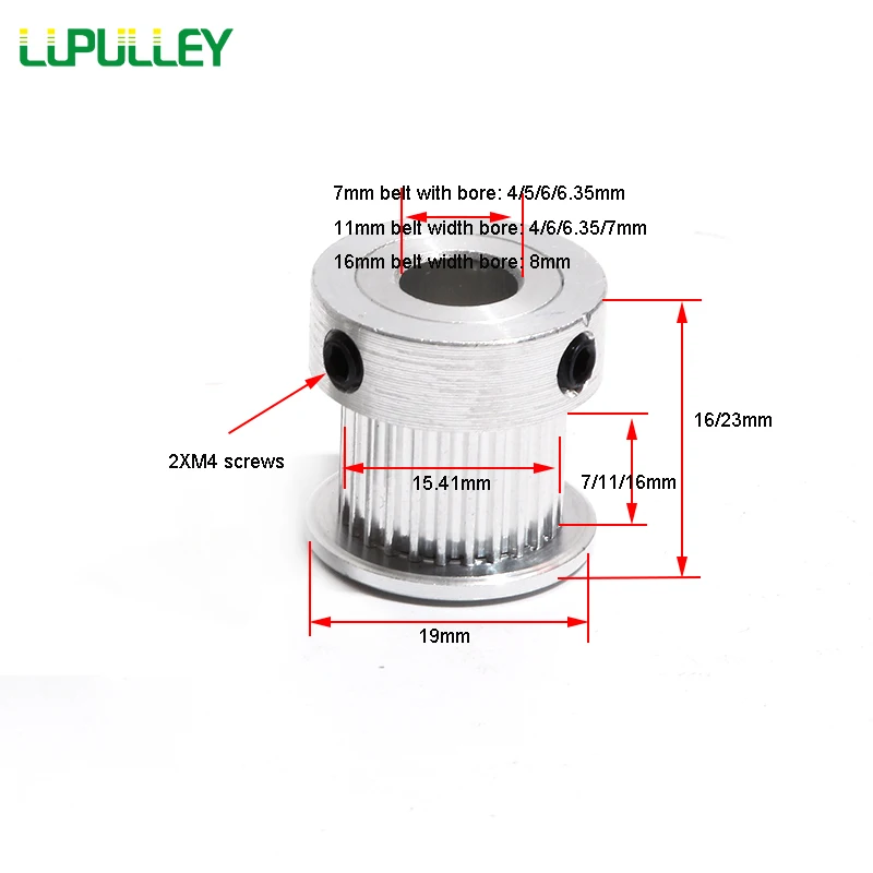 Зубчатый шкив LUPULLEY GT2 25 T типа K отверстие 4/5/6/6.35/7/8 мм зубчатый зубьев с синхронными