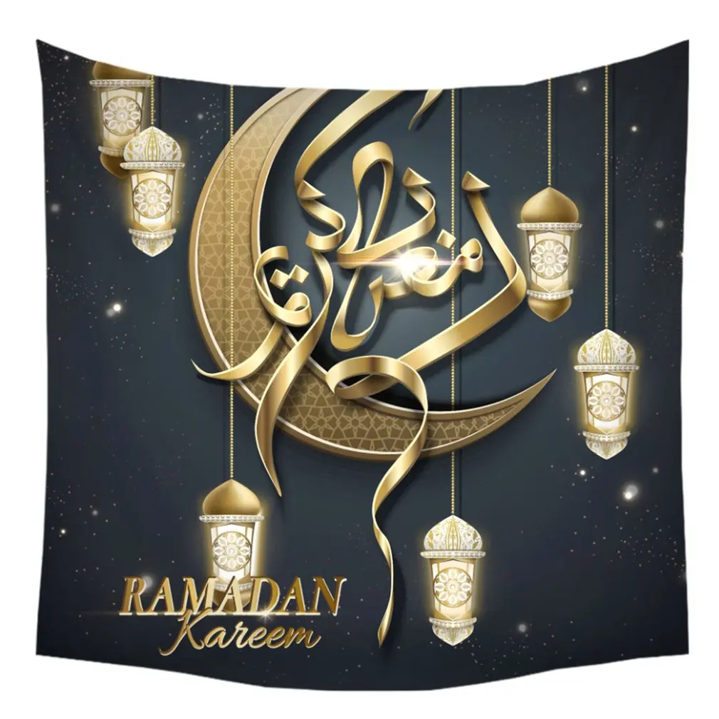 Для мусульманского праздника Рамадан украшения гобелен Халяль Eid Mubarak украшения дома Фон цифровой печати подвесная ткань
