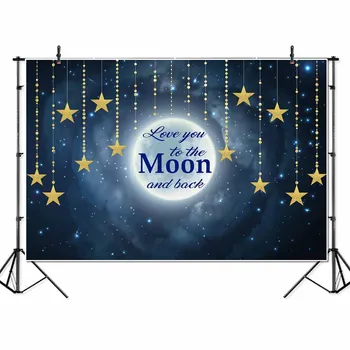 

Twinkle Star Baby Shower Backdrop Love you to the The Moon and Back Gender Reveal Photo Booth Backdrops Twinkle Little Star