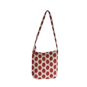 

The new red wave point diagonal bag simple and versatile shoulder strap adjustable bag lazy wind small fresh female bag Casual