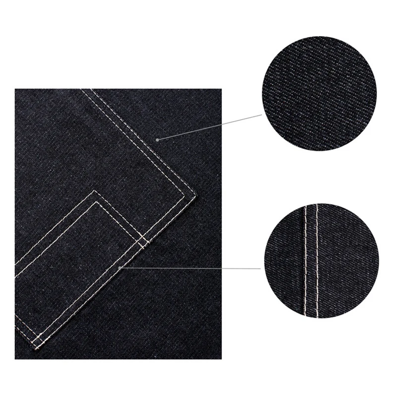 Fashion Nordic Style Whole Cotton Unisex Leather Denim Apron Coffee Shops Work Cleaning Aprons For Woman Kitchen Baking Black