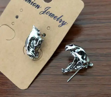 Regalrock модные 3D подвижные череп динозавра саблезубый тигр La Brea Смола ямы Smilodon серьги-гвоздики