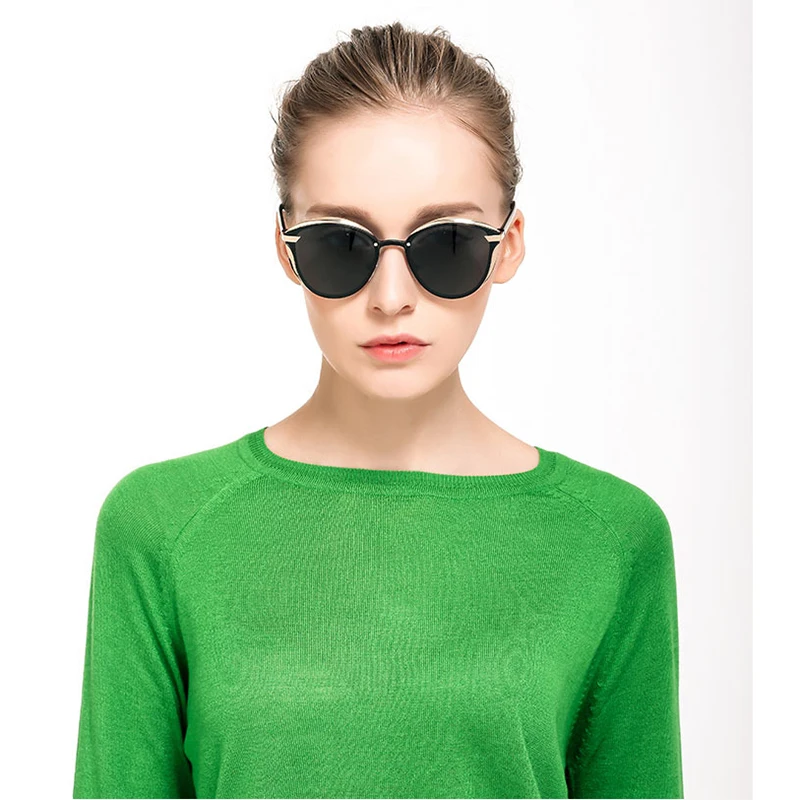 Новейшие поляризационные женские солнцезащитные очки, дизайн, кошачий глаз, Дамская металлическая оправа, солнцезащитные очки для вождения, мужские очки, UV400 ocolos