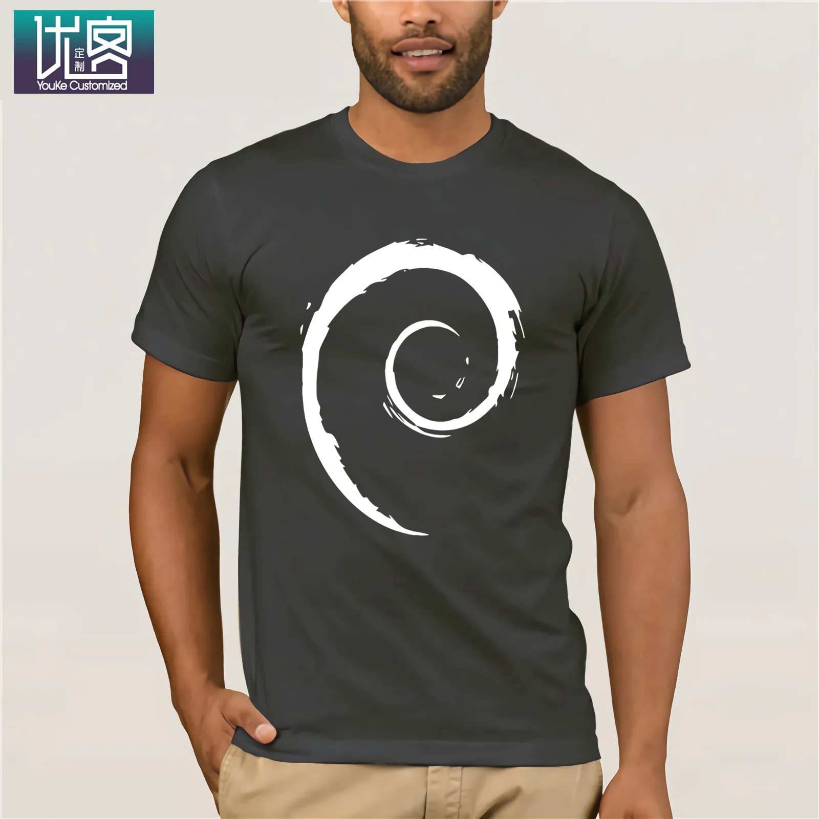 Debian белая футболка с принтом для мужчин 2017 забавная хлопковая Футболка Большой
