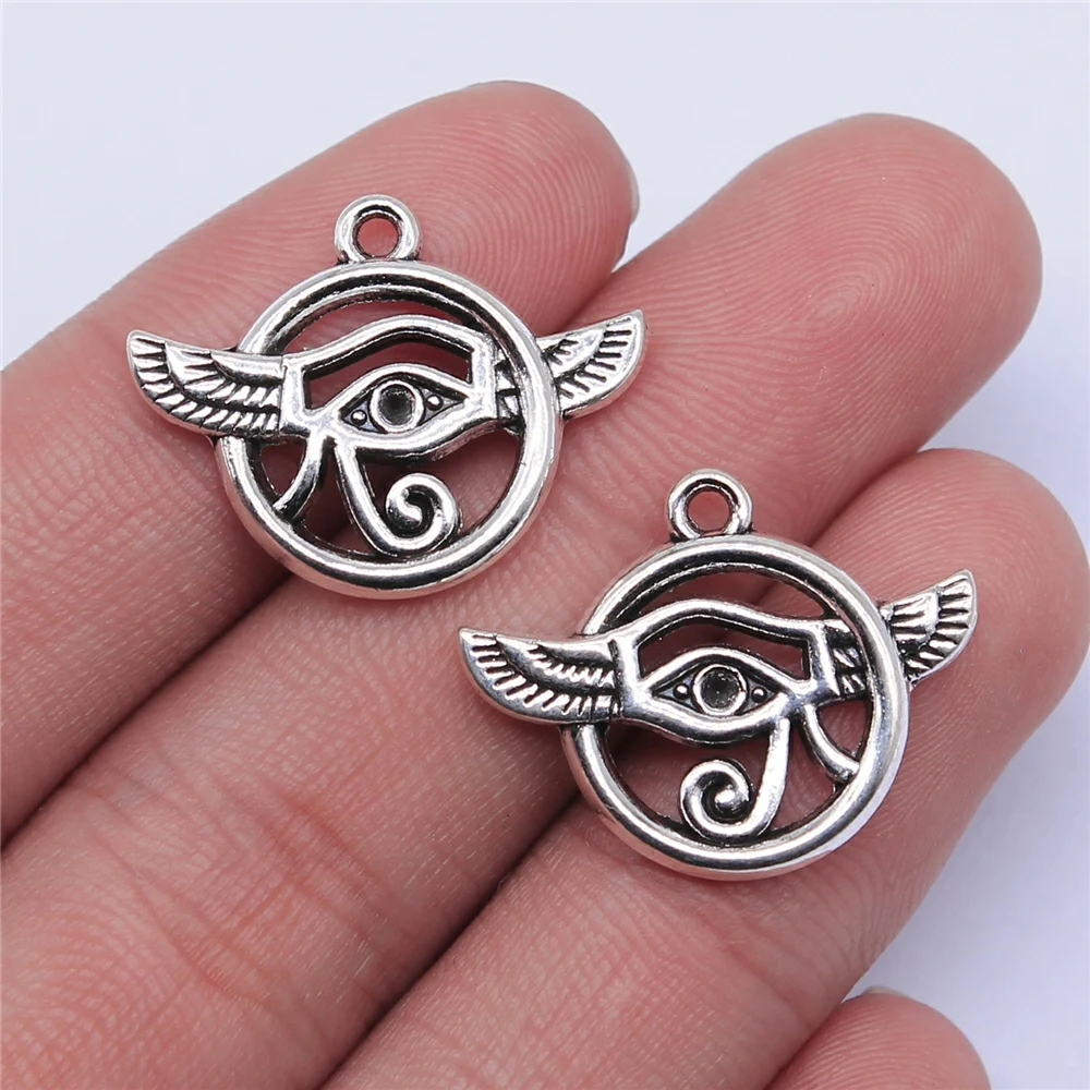 

Wholesale 100pcs/bag 25x19mm Antique Silver Color Eye Of Horus Charms For Jewelry Making DIY Jewelry Findings
