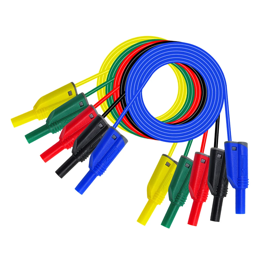 5 Pieces Test Wire Probe Lead 4mm 14awg Silicone Banana To Banana Plug For Tester Multimeter