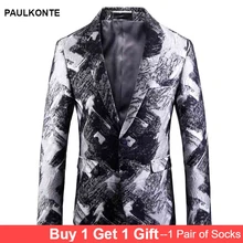 Spring And Autumn Slim British Fashion Printing Youth Men'S Business Casual Suit Jacket Stage Dress Host Annual Meeting Jacket Spring And Autumn Slim British Fashion Printing Youth Men'S Business Casual Suit Jacket Stage Dress Host Annual Meeting Jacket