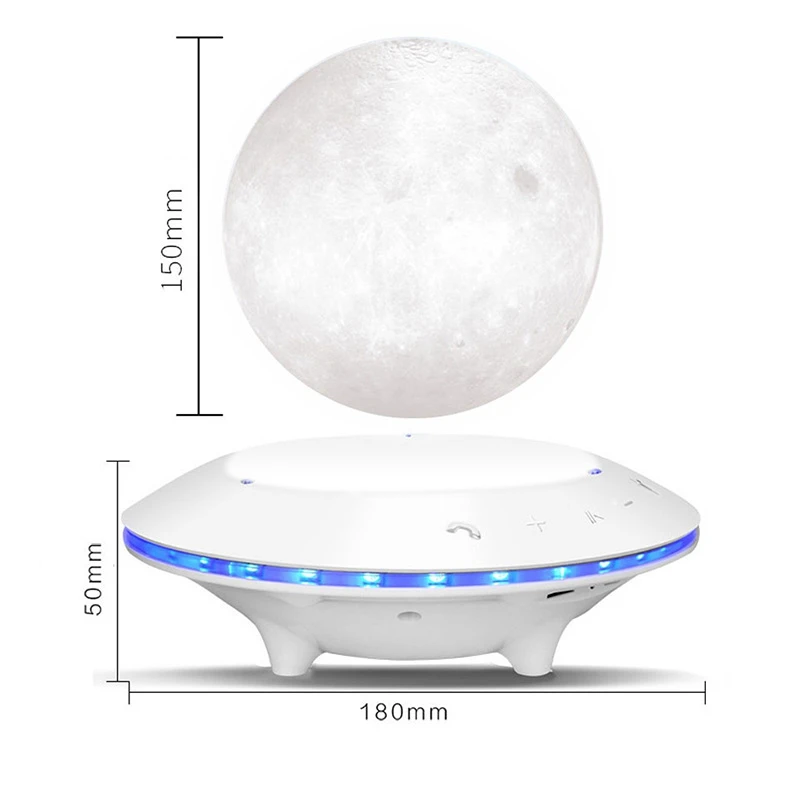 Магнитная левитирующая 3D Лунная лампа 360 Вращающаяся креативная Bluetooth аудио Настольная лампа Ночной светильник сабвуфер USB прикроватная лампа Christma